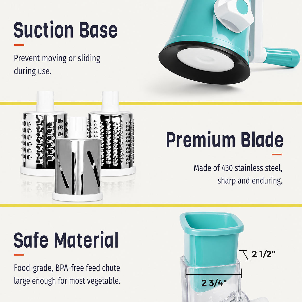 3-in-1 Multifunctional Vegetable Slicer & Cheese Grater – Rotary Drum Cutter