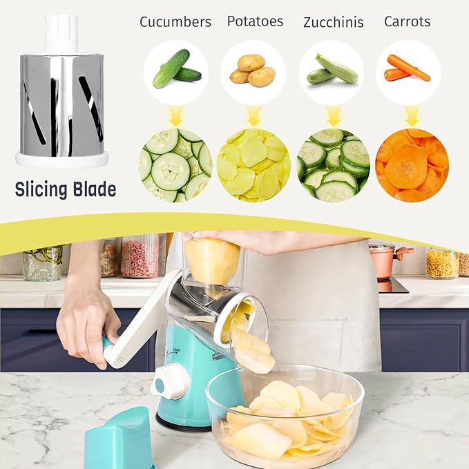 3-in-1 Multifunctional Vegetable Slicer & Cheese Grater – Rotary Drum Cutter